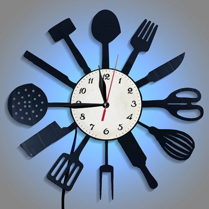 Lighting Home Decor Wall Clocks - Kitchen Decorative Tableware Vinyl Record Wall