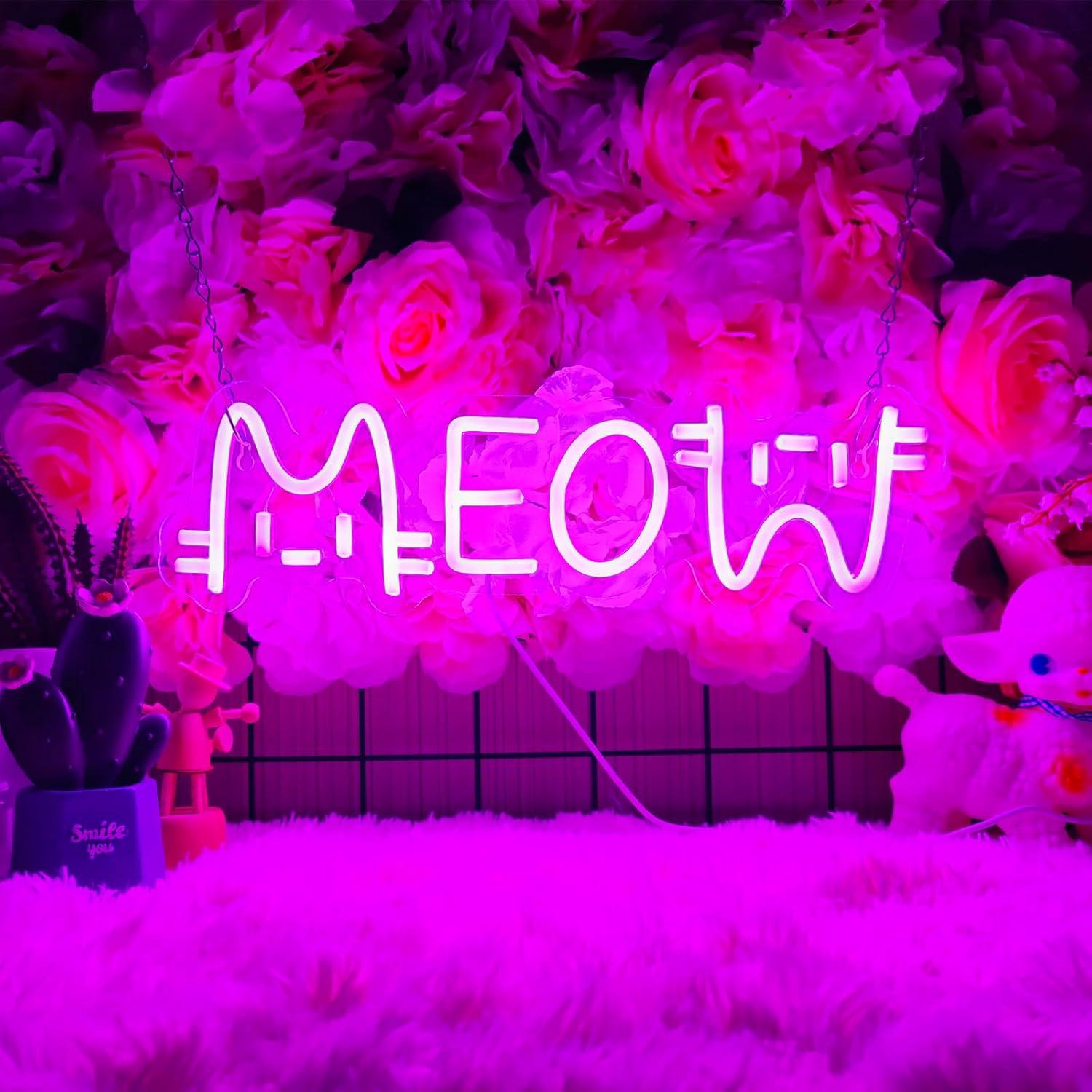 Lighting Decor Store - Meow Neon Sign Cat USB Powered