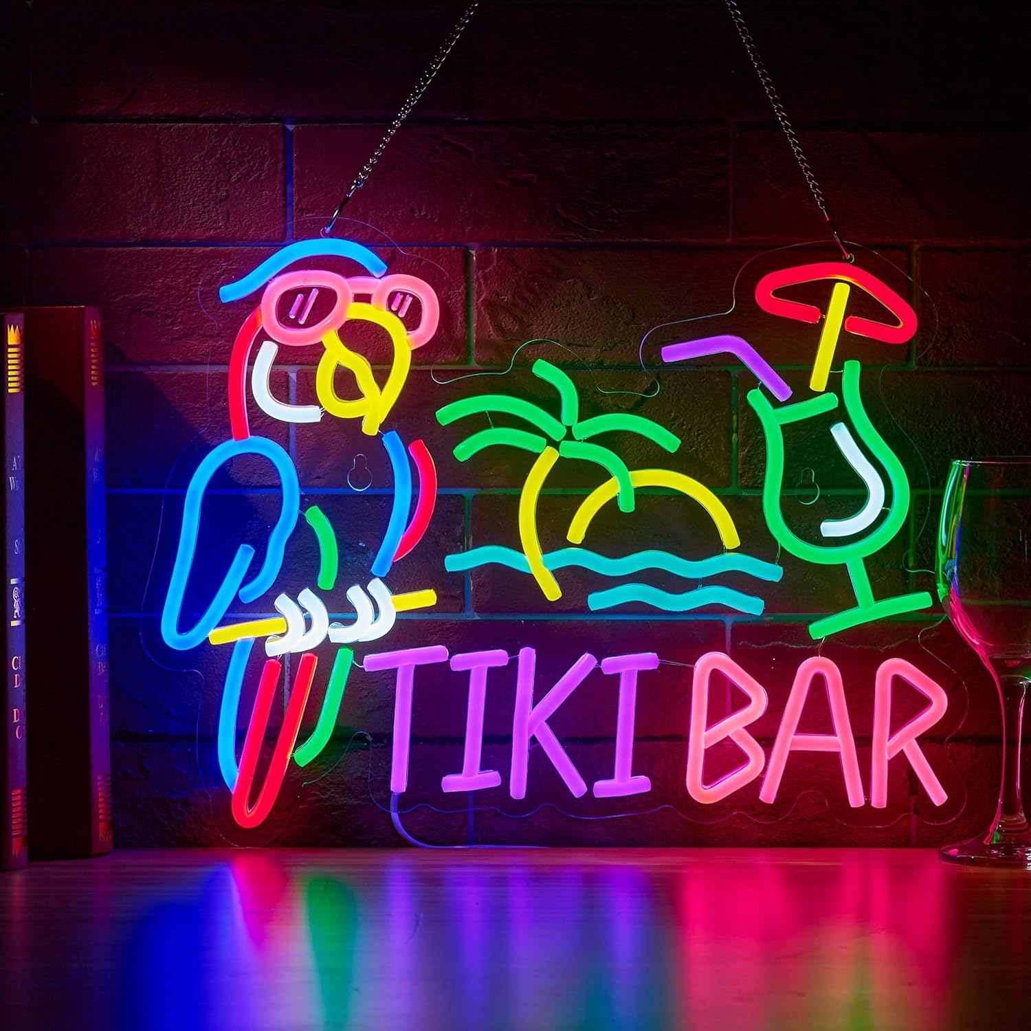 Restaurant Lighting Decoration - Tiki Bar Parrot Palm Tree Neon
