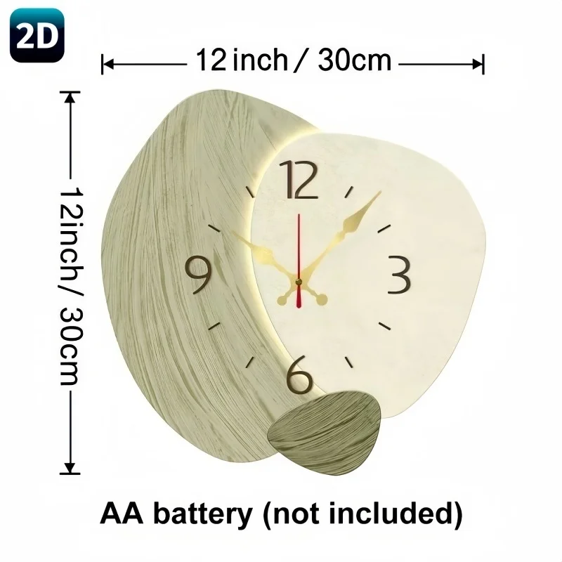 2D Flat, Wooden Silent Wall Cl - Lighting Home Decor Wall Clocks ulasan dan harga