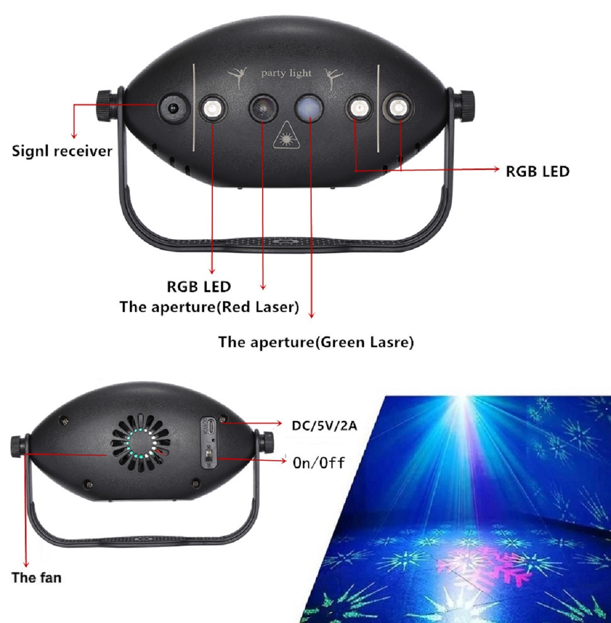 RGB Disco Lights Stage DJ Part - Lighting Effect Home Decor ulasan dan harga