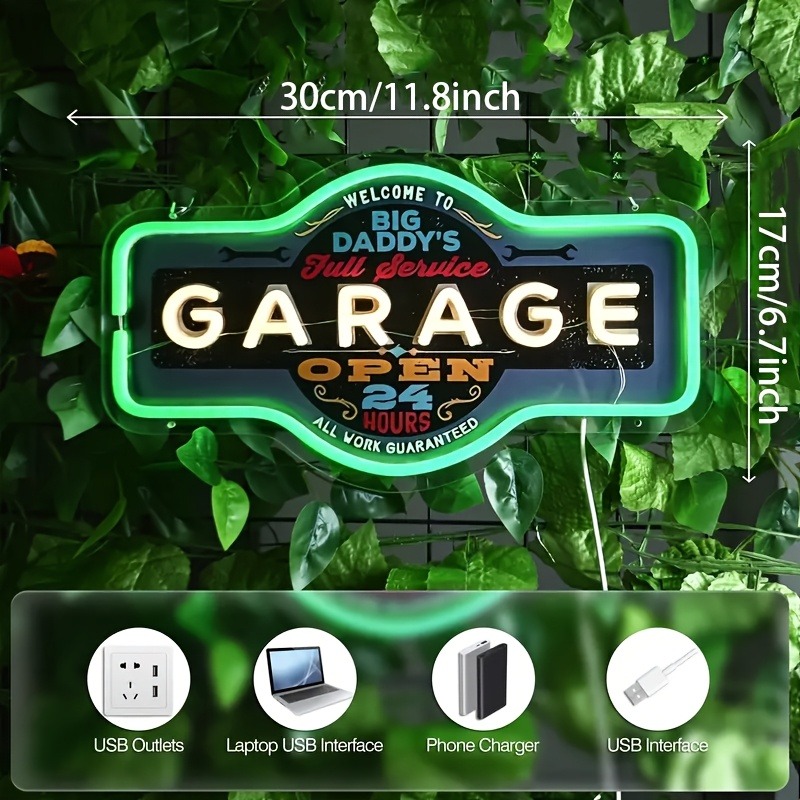 Retro Garage LED Neon Sign UV  - Garage Lighting Decor ulasan dan harga
