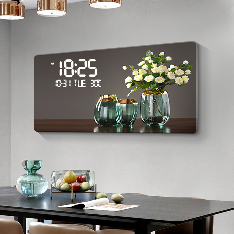 Large Size Flower Pattern Digi - Lighting Home Decor Wall Clocks ulasan dan harga