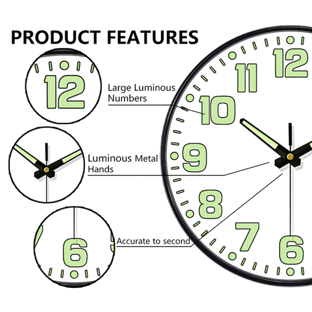 Luminous Wall Clock Light In D - Lighting Home Decor Wall Clocks ulasan dan harga