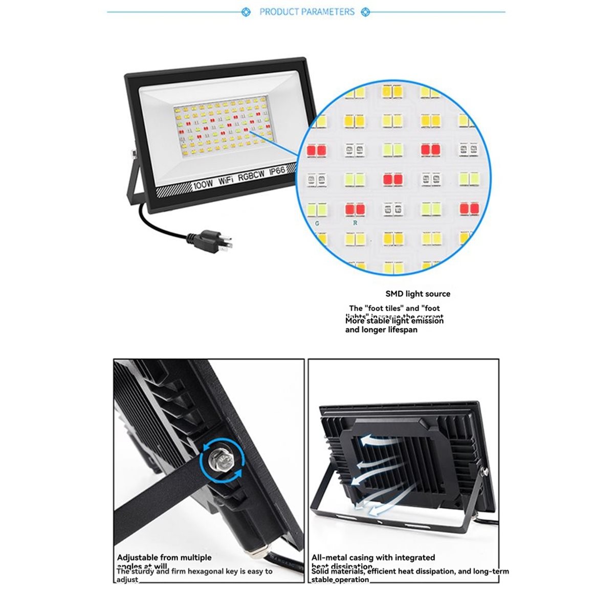 Nices 100W RGBCW LED Flood Lig - Decor Lighting Uk ulasan dan harga