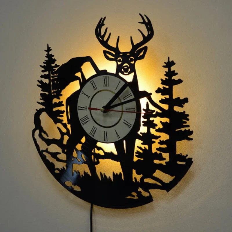 Forest Deer Vinyl Record Wall  - Lighting Home Decor Wall Clocks ulasan dan harga