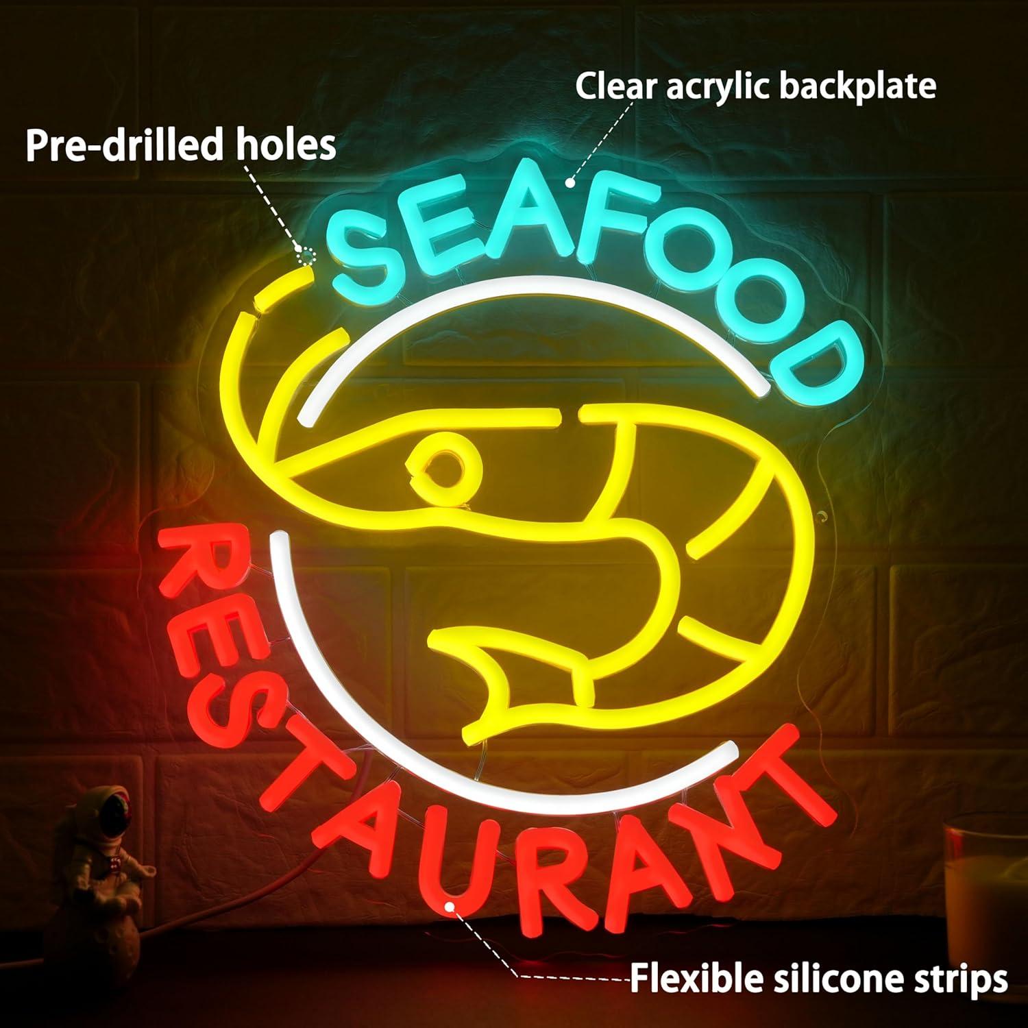 Seafood Restaurant Neon Sign D - Restaurant Lighting Decoration ulasan dan harga