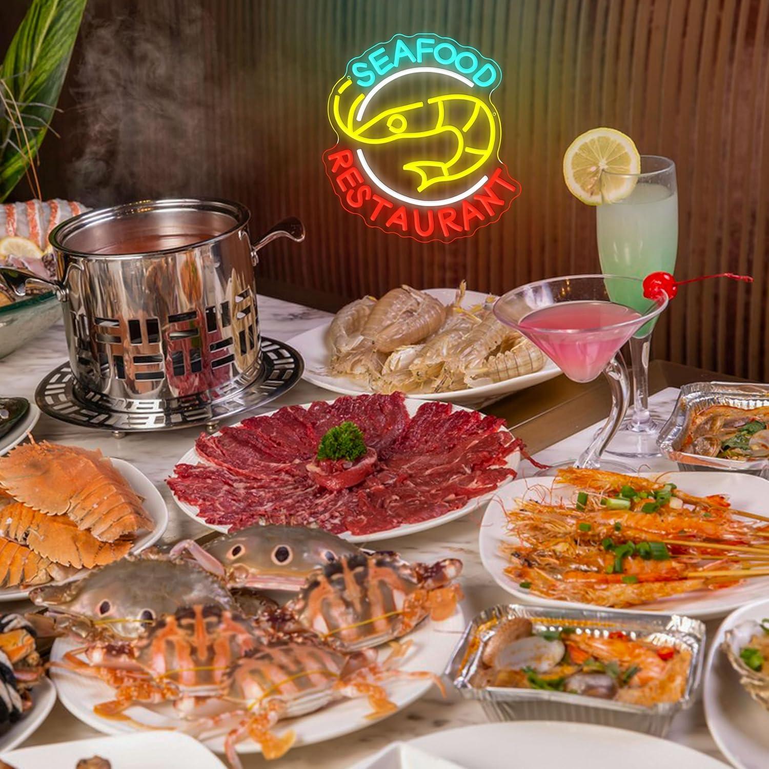 Seafood Restaurant Neon Sign D - Restaurant Lighting Decoration ulasan dan harga