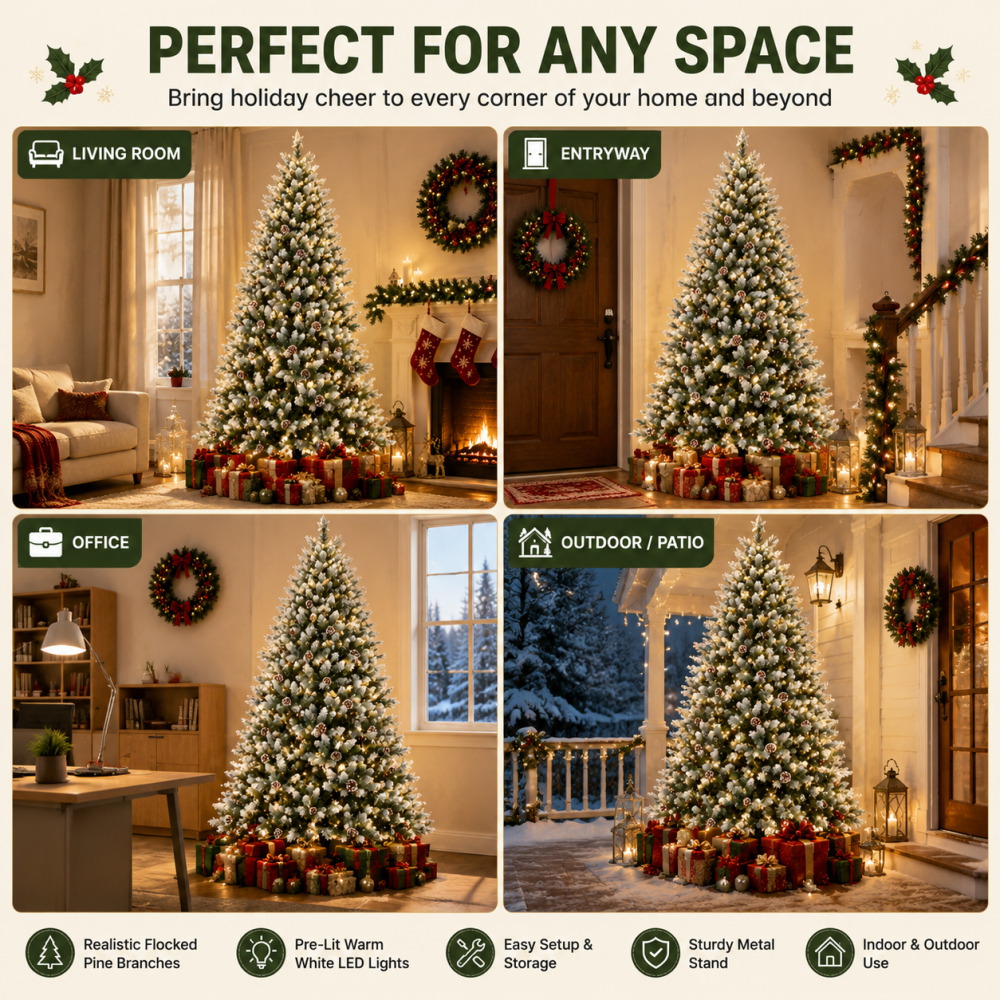 Pre-Lit Flocked Artificial Chr - Lighting Decoration Stand ulasan dan harga