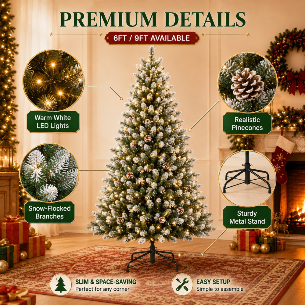 Pre-Lit Flocked Artificial Chr - Lighting Decoration Stand ulasan dan harga