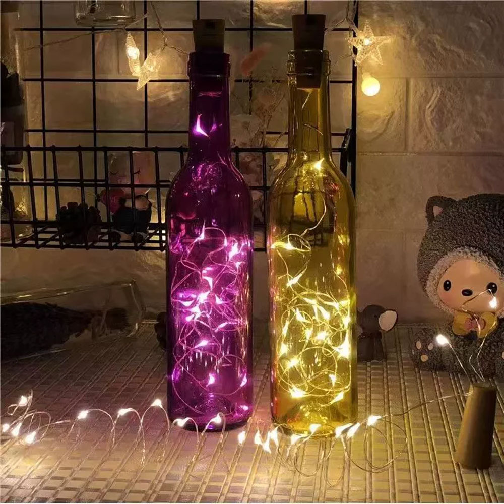 LED Wine Bottle Lights Copper  - Decor Lighting Cork ulasan dan harga