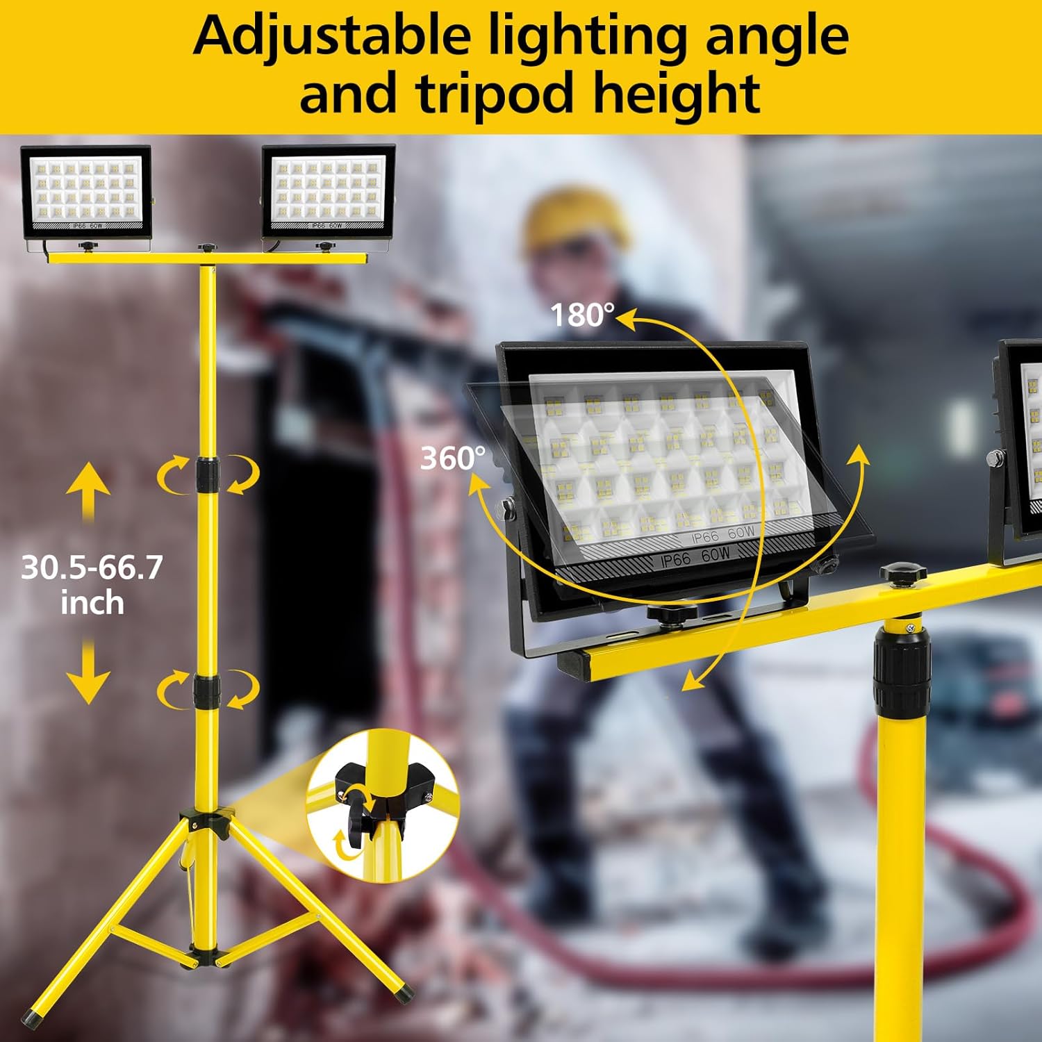LED Work Light with Stand Adju - Floor Lamp Tripod ulasan dan harga