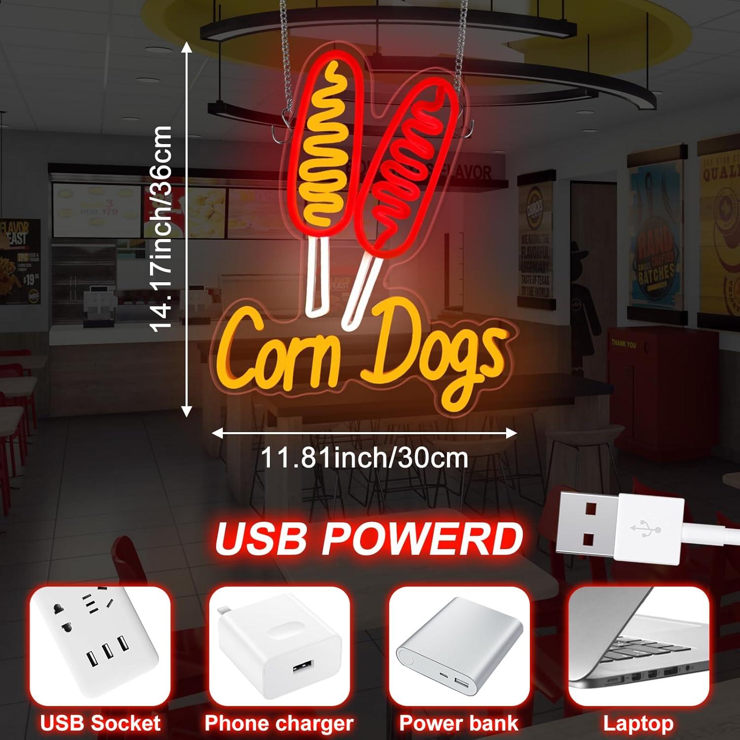 Corn Dog Neon Sign Snack USB D - Restaurant Lighting Decoration ulasan dan harga