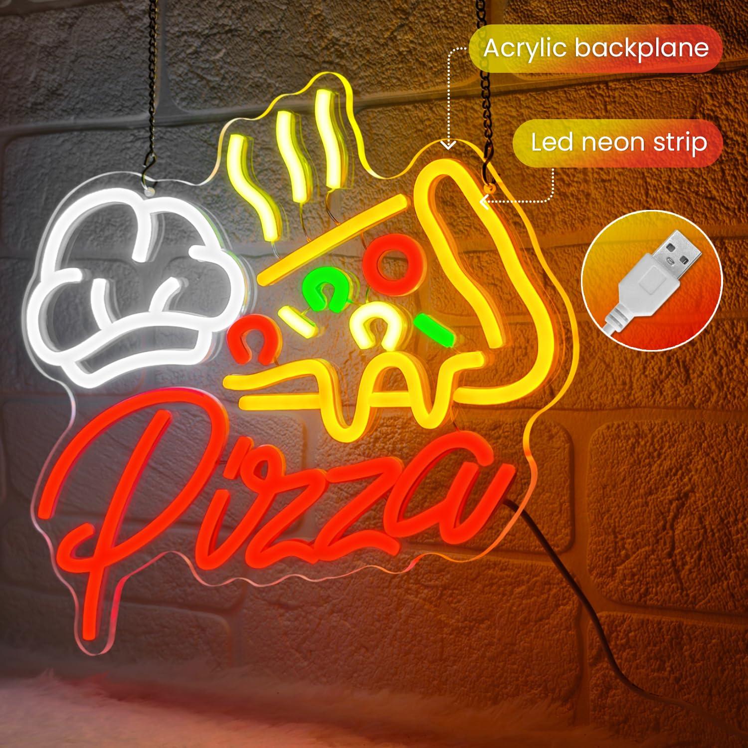 Pizza Neon Sign Colorful Pizza - Restaurant Lighting Decoration ulasan dan harga