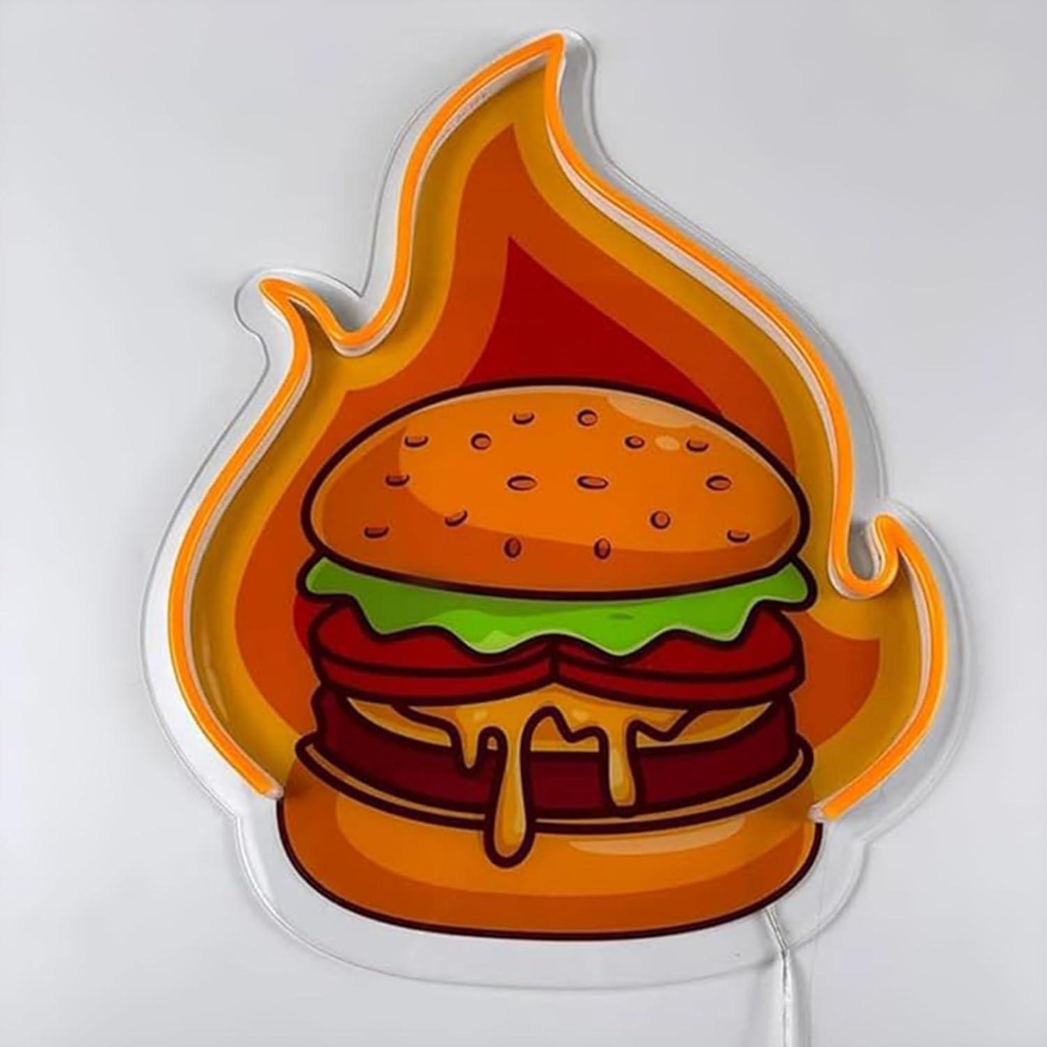 Burger Neon Sign LED Hamburger - Restaurant Lighting Decoration ulasan dan harga